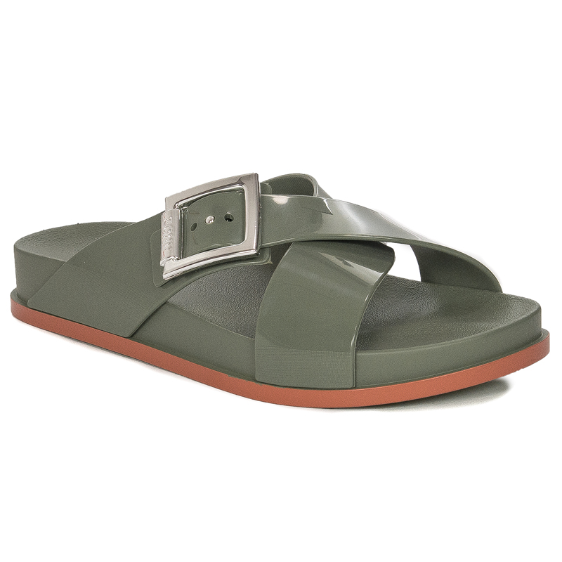 Zaxy Klapki damskie na platformie Choice Birken AD Green Zielone