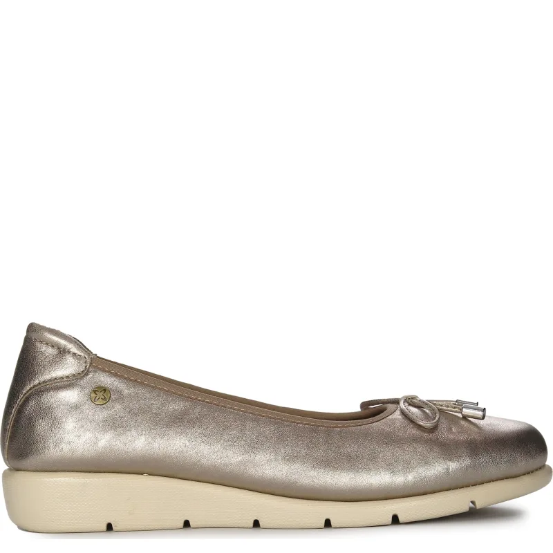 Maciejka Gold Leather Ballet Flats On A Low Wedge P6504-25/00-1