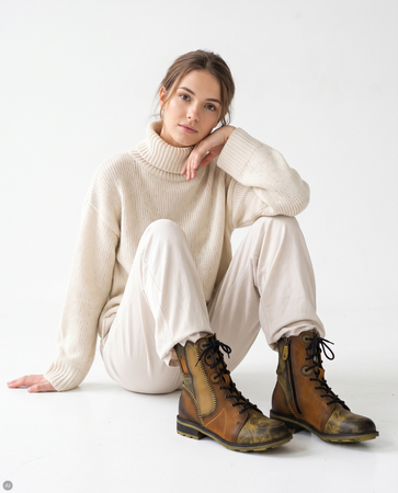 Maciejka Leather Lace-Up Warm Ankle Boots Brown 06719-07/00-8