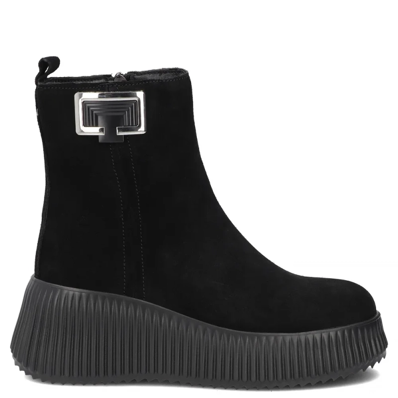 Filippo Suede Leather Platform Ankle Boots Black DBT6392-26-BK