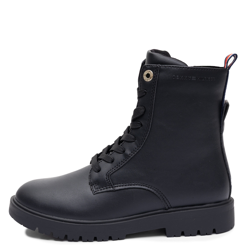 Tommy Hilfiger Fashionable Lace-Up Women's Ankle Boots With Zip Black T3A5-35157-BK