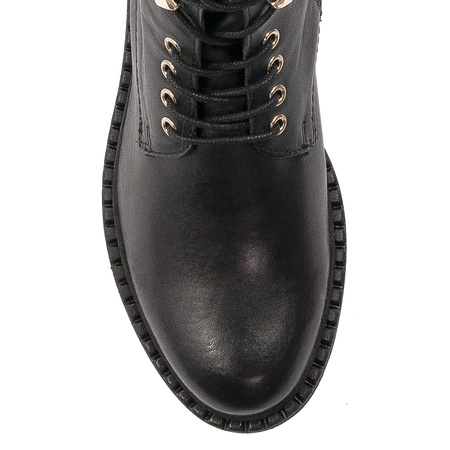 Marco Tozzi Black and Gold Leather Boots