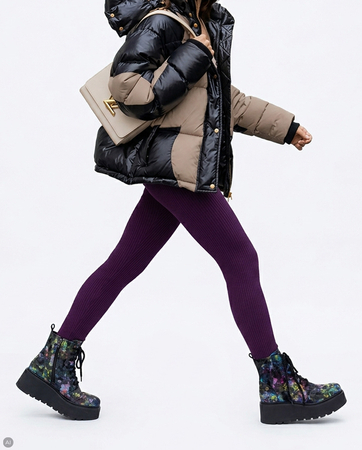 Maciejka Premium Natural Leather Lace-Up Platform Ankle Boots With Artistic Pattern Multicolour 6762W-39/00-6