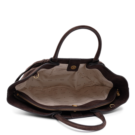 Guess Elegancka Zamszowa Torba Damska Pojemna Brązowa HWSG2237060-ESPRESSO