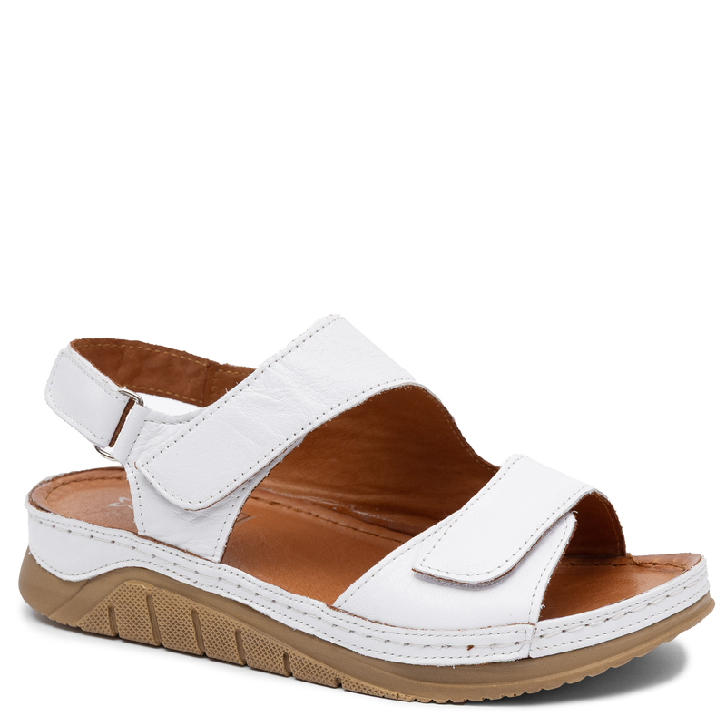 Maciejka White Leather Platform Sandals L4495-11/00-1