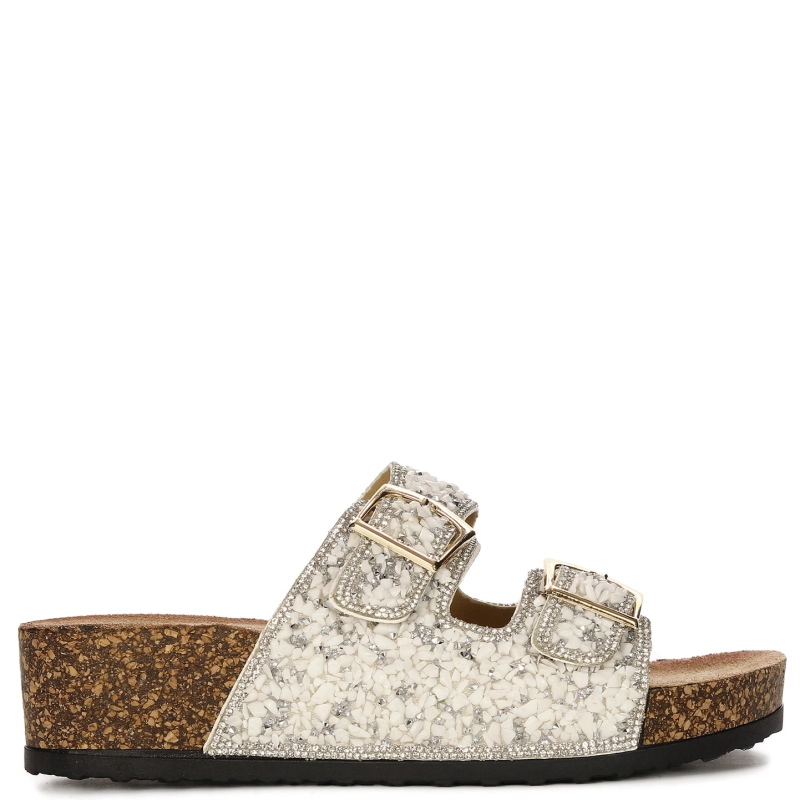 Sca'viola Women's Flip Flops With Crystals White
