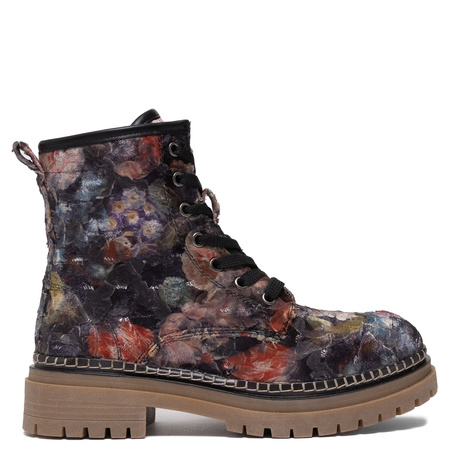 Artiker Lace-Up Lug-Sole Ankle Boots Side-Zip Multicolor 57C1054