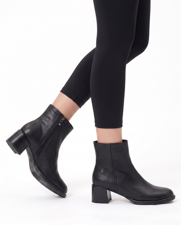 Maciejka Leather Elegant Block Heel Ankle Boots Black K7753-01/00-7