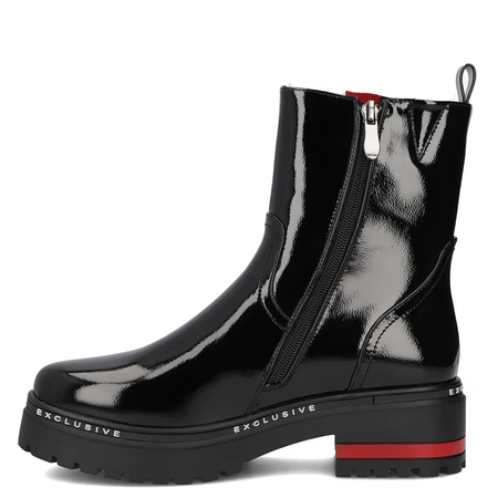 Filippo Lakierowane Ocieplane Botki Na Klocku 4 Cm Czarne DBT746825BK