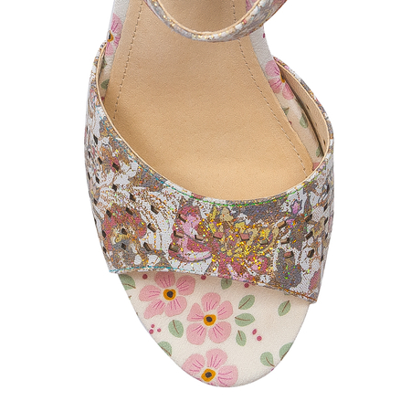 Laura Vita Women's Leather Sandals On Heel Nino 01 Beige