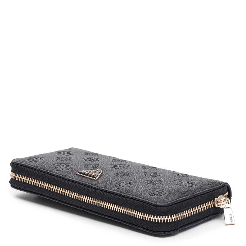 Guess Elegancki Zapinany Na Zamek Portfel Damski Z Paskiem Czarny SWPD2222146-BLACK
