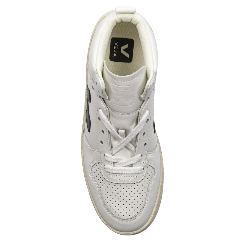 Veja Sneakersy damskie skórzane wysokie White Black białe