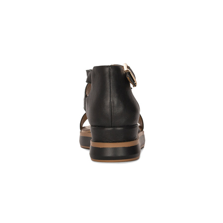  Inuovo Women's Leather Platform Sandals Black