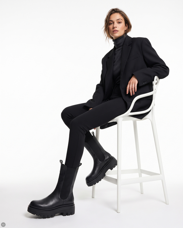 Maciejka Leather Platform Chelsea Boots Black P7844-01/00-7