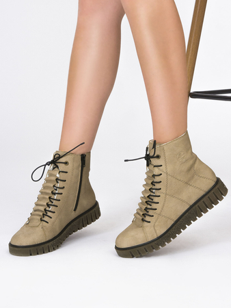 Rieker Y3420-60 Beige Lace-up Boots