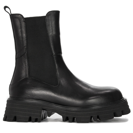 CAFENOIR Women's leather ankle boots Nero black