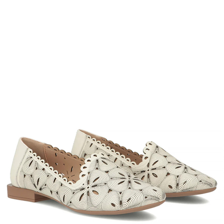 Filippo Leather Openwork Loafers Beige DP7709-26-BE