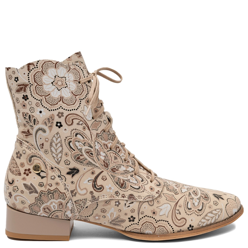 Maciejka Floral Pattern Leather Ankle Boots Floral Beige 6391W-03/00-1