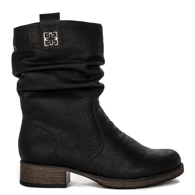 Rieker Kozaki Damskie Ocieplane Black