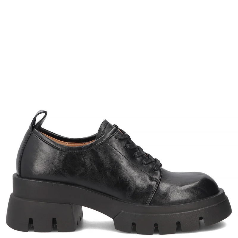 Filippo Fashionable Leather Women's Platform Shoes Lace-Up Black DP8156-26-BK