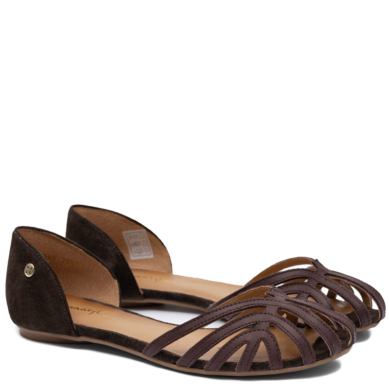Maciejka Comfortable Leather Flat Women's Sandals Brown 07546-02/00-1