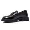 Artiker Leather Patent Loafers With Chunky Lug Sole And Statement Buckle Black-Brown 57C0184