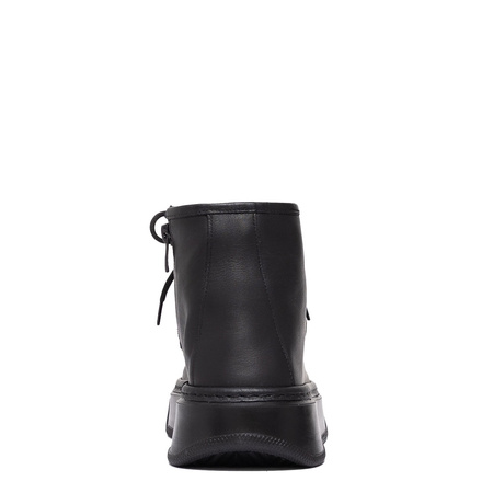 T. Sokolski Leather Platform Ankle Boots Side Zip Black AMI-Z25-430-BLK