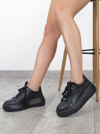 Filippo Black Leather Sneakers