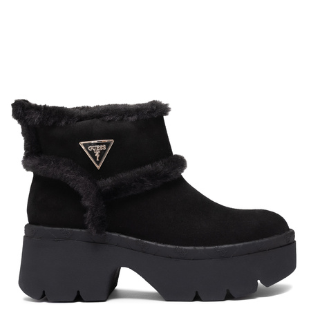 Guess Platform Fur-Trim Ankle Boots Chunky Sole Black FLFBRDESU10-BLK