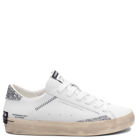 Crime London Leather Sneakers With Glitter White 29000PP8.10