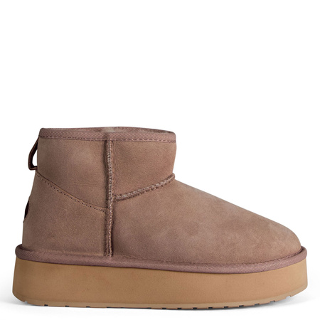 EMU Australia Skórzane Botki Śniegowce Na Platformie Stinger Micro Flatform W13296 MUSHROOM