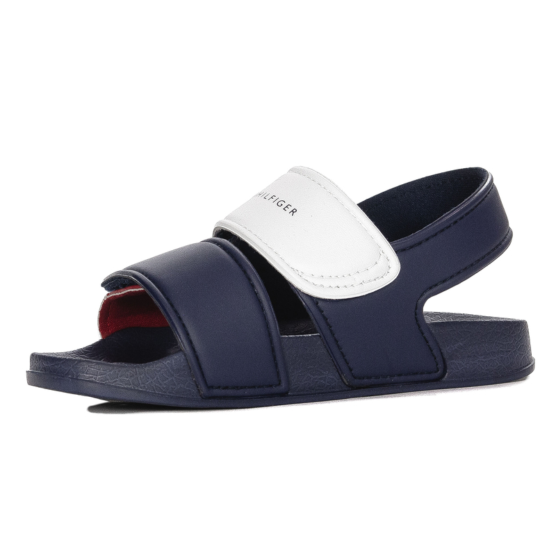 Tommy Hilfiger Sandały Dziecięce Na Rzepy Niebiesko Białe T1X2-1172Y019