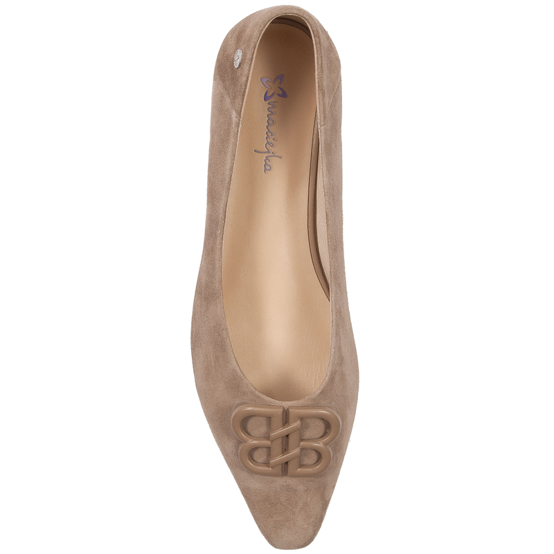 Maciejka Elegant Pointed Toe Ballerinas Flat Suede Shoes Beige K6806-04/00-1
