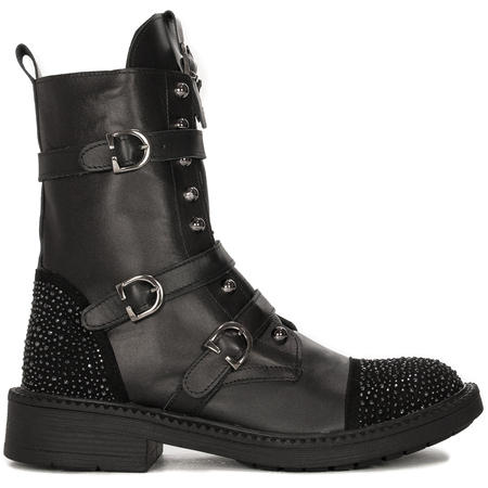 Botki Venezia Black skórzane Czarne