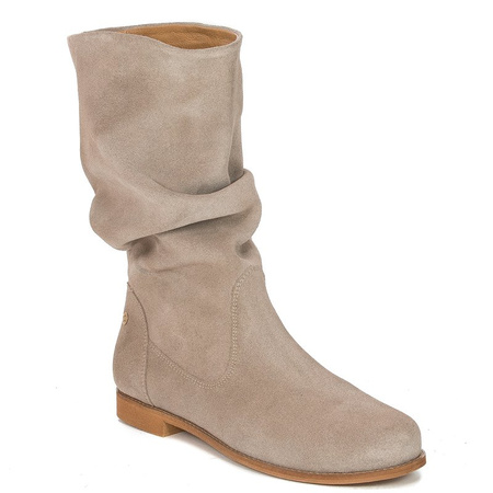 Maciejka Velour Slip-On Knee-High Boots Beige 05057-04/00-6