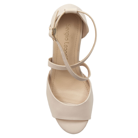 Sergio Leone Women's Beige Pearl Sandals