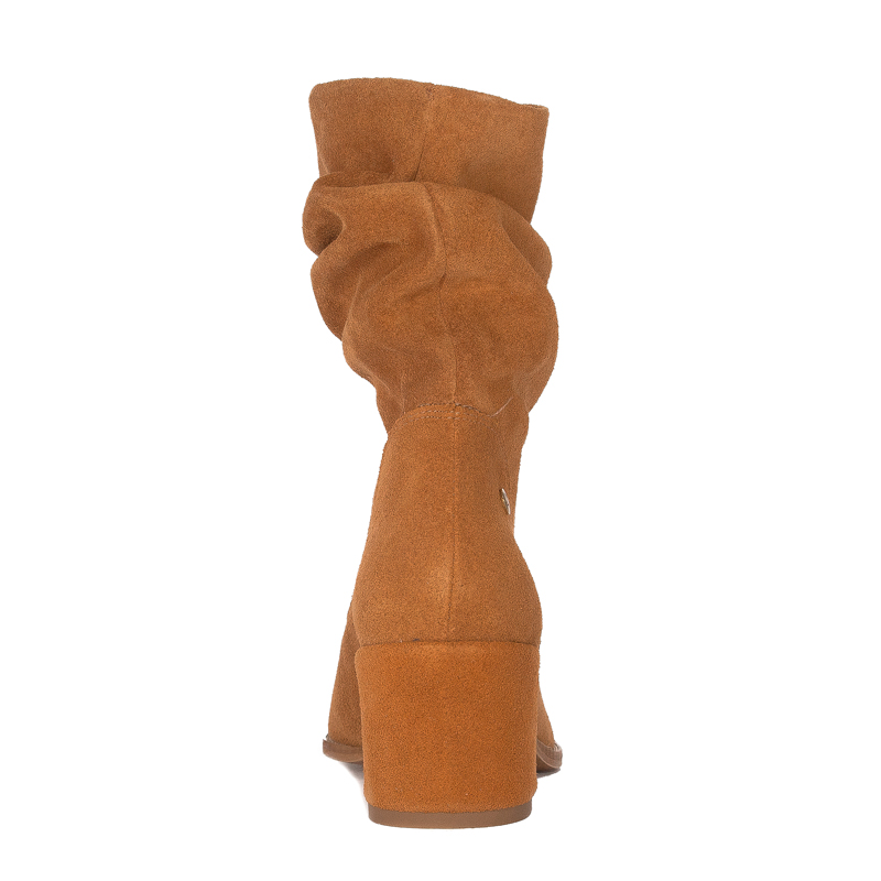 Maciejka Slouch Suede Ankle Boots Block Heel Cognac Brown 06005-29/00-6