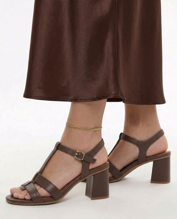 Marco Tozzi Elegant Block Heel Sandals Brown 2-28333-46304MOCC