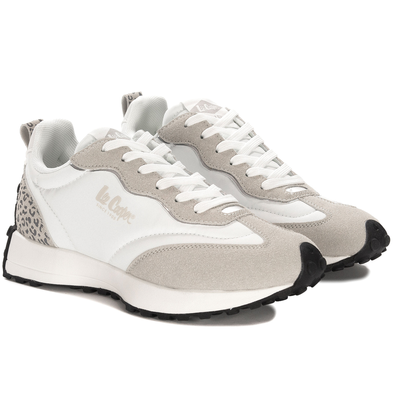 Lee Cooper Sneakersy Damskie Na Platformie Biało- Beżowe
