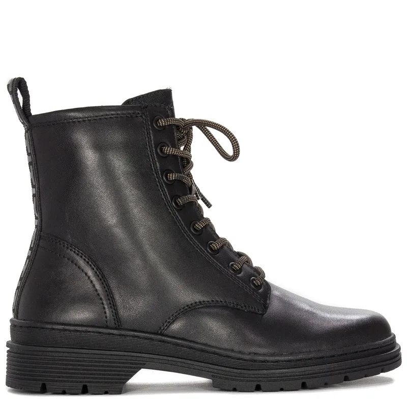 Tamaris Botki damskie skórzane Black czarne