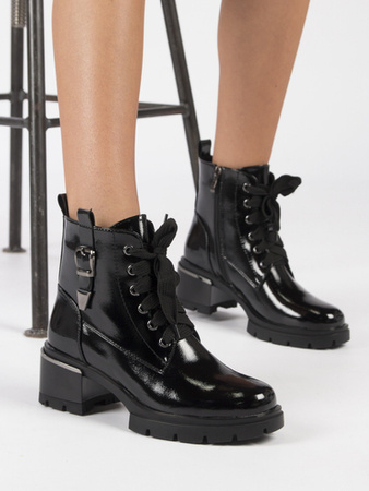 S.Barski Women's Ankle Boots Black Lacquered