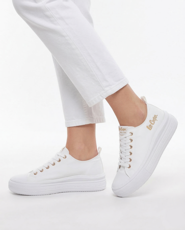 Lee Cooper Trampki Damskie na Platformie Tkanina Białe LCW-26-44-4482L