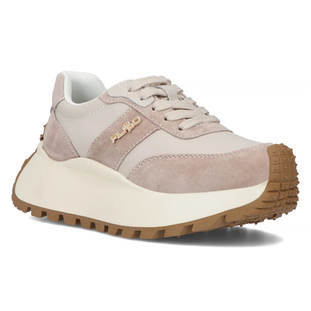 Filippo Women's Beige Leather Sneakers