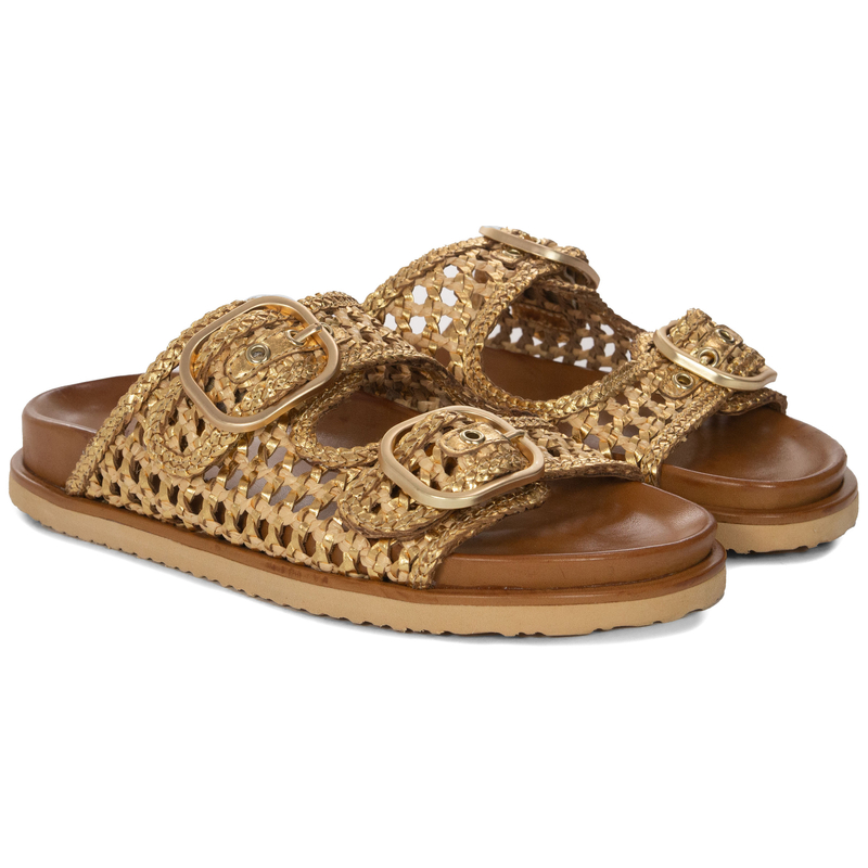 Inuovo Women's Leather Flip-Flops Gold