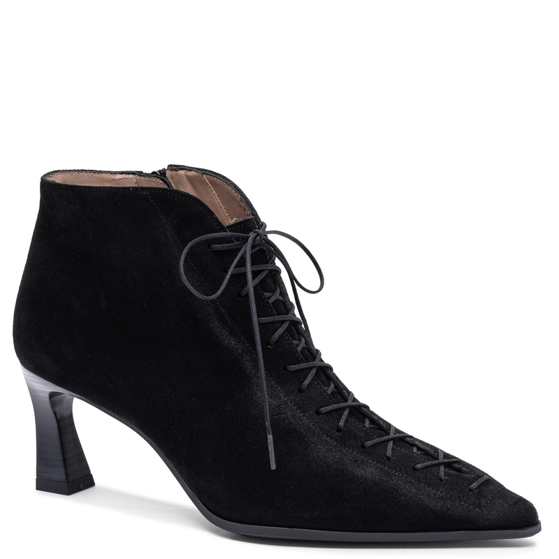 Hispanitas Suede Pointed Toe Laced Ankle Boots HI264960 Black