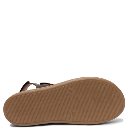 Maciejka Comfortable Leather Wedge Sandals Adjustable Velcro Brown L7634-02/00-1
