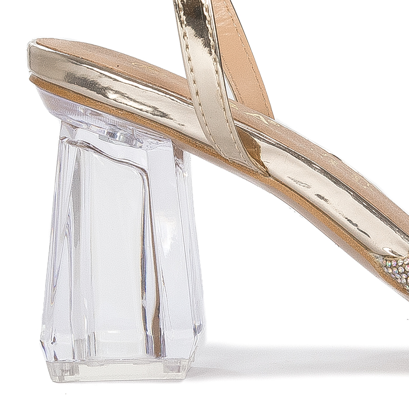 S.Barski Women's sandals on the Lt.Gold post gold with zirconia