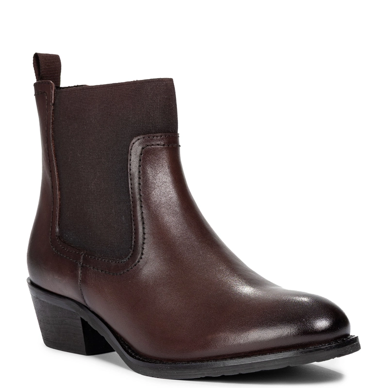 Maciejka Leather Chelsea Ankle Boots Block Heel Brown H7168-02/00-7