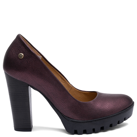  Maciejka Women's Burgundy Leather Pumps Block Heel 2629W-13/00-1