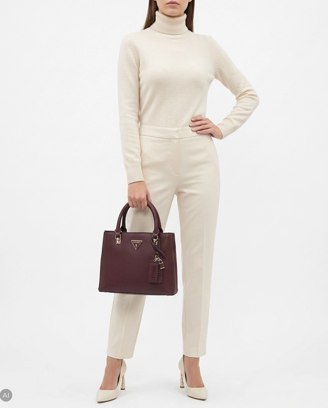 Guess Elegancka Klasyczna Torebka Damska Kuferek Bordowa HWZG9672050-BUR